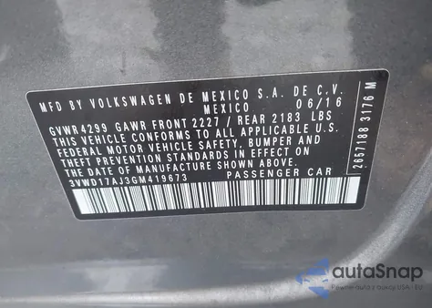 2016 Volkswagen Jetta 1.8T Sport from USA, damaged, VIN 3VWD17AJ3GM419673